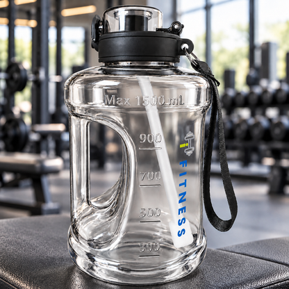 i-Fitness Gym Water Bottle with Straw - 1.5L