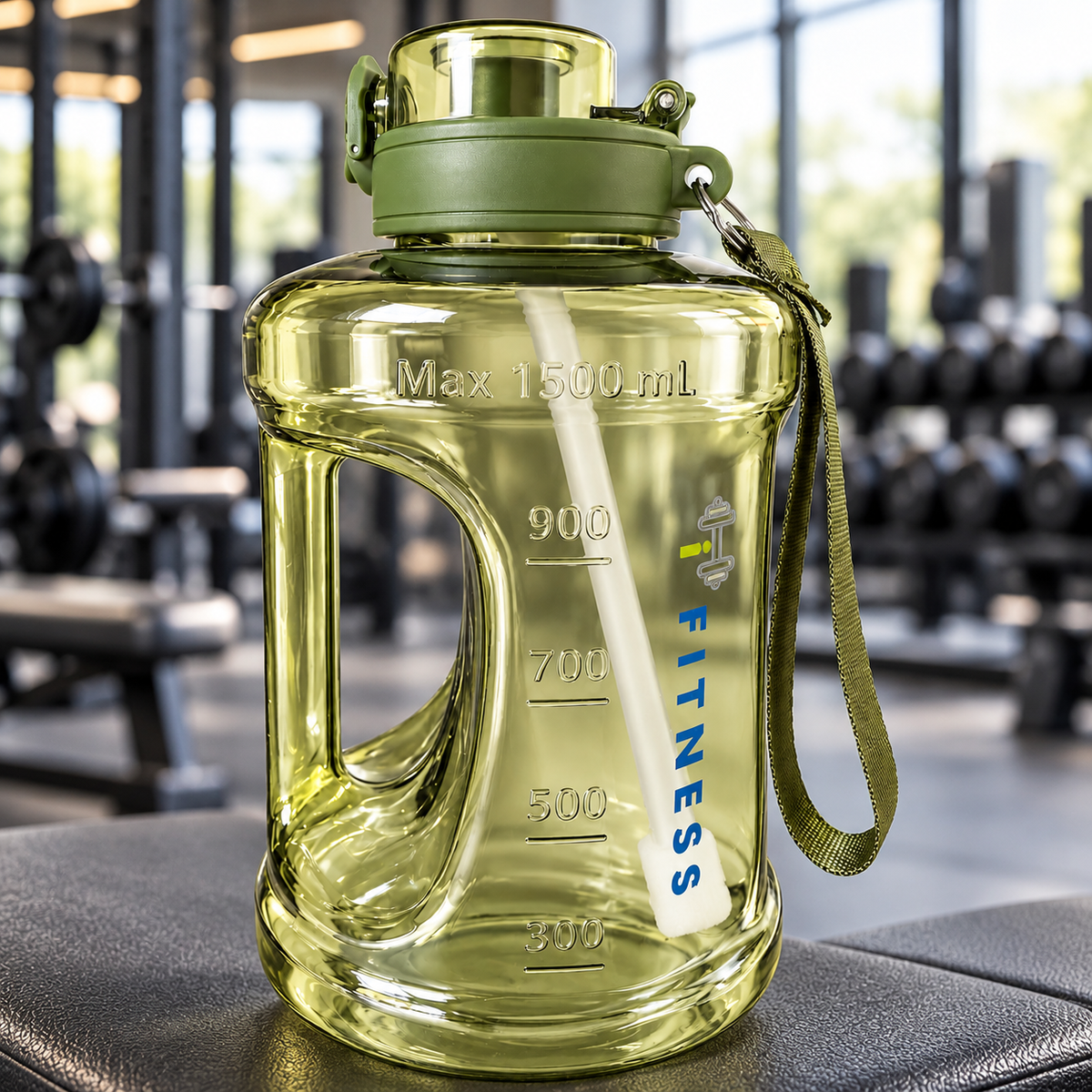 i-Fitness Gym Water Bottle with Straw - 1.5L