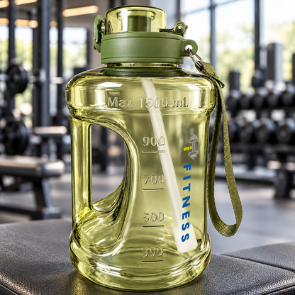 i-Fitness Gym Water Bottle with Straw - 1.5L