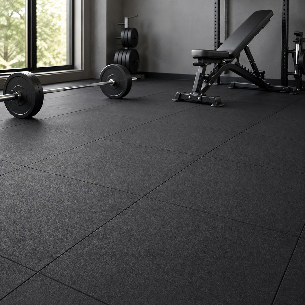 Heavy Duty Rubber Gym Flooring - 50cm x 50cm