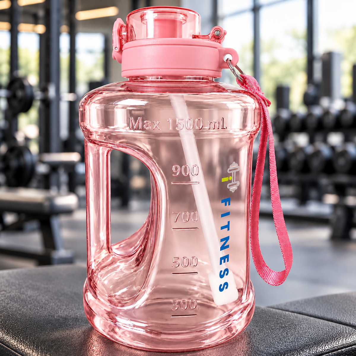 i-Fitness Gym Water Bottle with Straw - 1.5L
