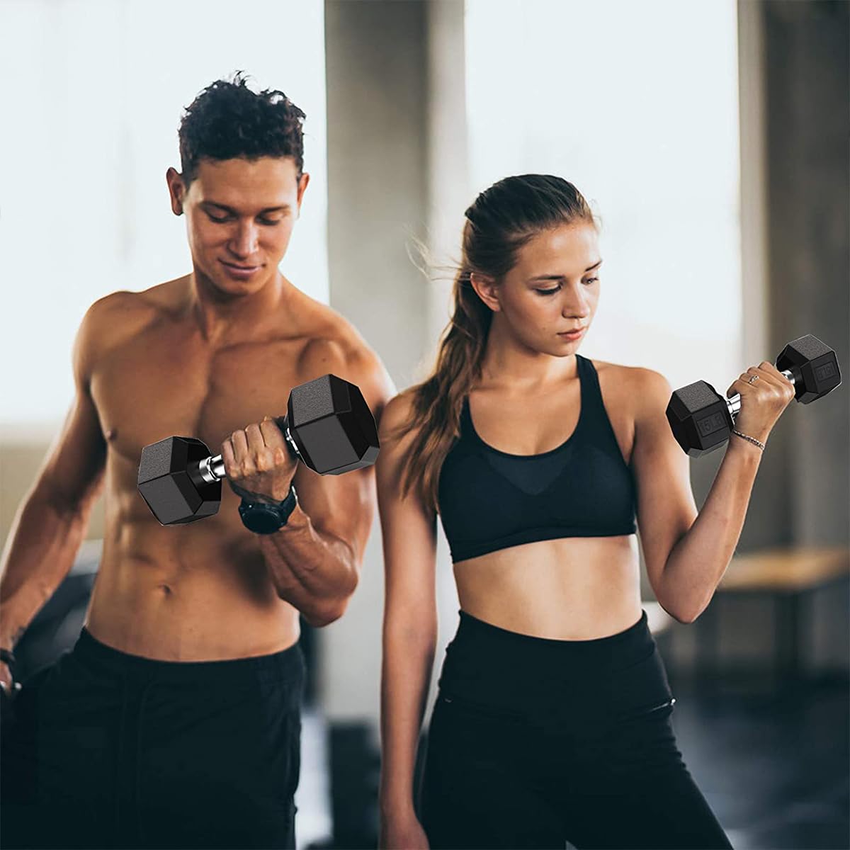 Rubber Hexagon Dumbbell